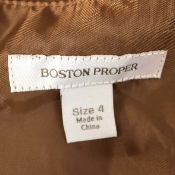 Boston Proper Brown Faux Suede Cropped Jacket Womens‎ 4 Wide Collar - Picture 6 of 11